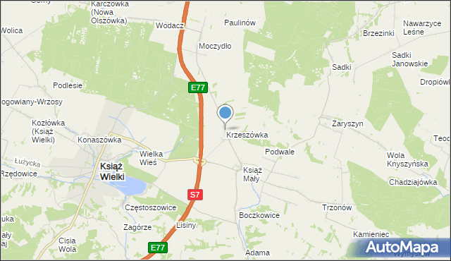 mapa Krzeszówka, Krzeszówka na mapie Targeo